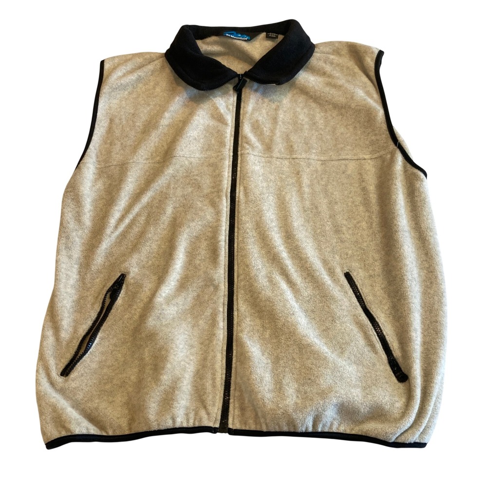 Vintage Tri-Mountain Mens 3XLT Fleece Vest Tan Black Full Zip Big Tall 90s